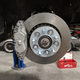 Shiny new brakes, ready to go.